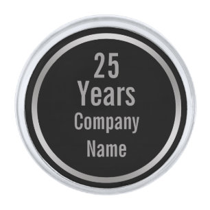 25Years of Service Black and Silver Employee Finish Lapel Pin