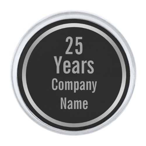 25Years of Service Black and Silver Employee Silver Finish Lapel Pin