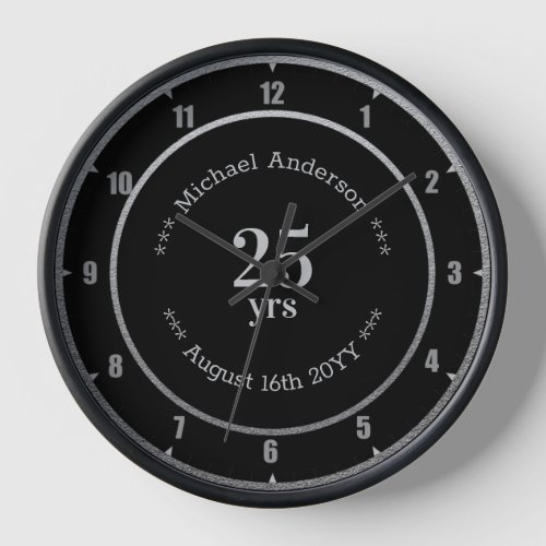 25yrs Retirement or Anniversary Personalized Round Clock