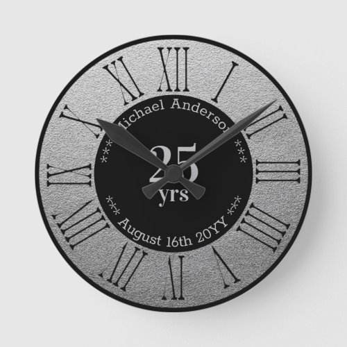 25yrs Retirement or Anniversary Personalized Round Clock