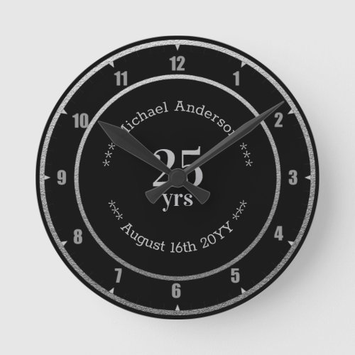 25yrs Retirement or Anniversary Personalized Round Round Clock