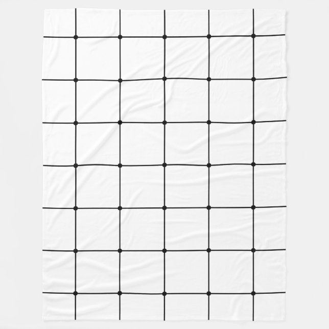 260216 Grid - Black on White Fleece Blanket (Front)