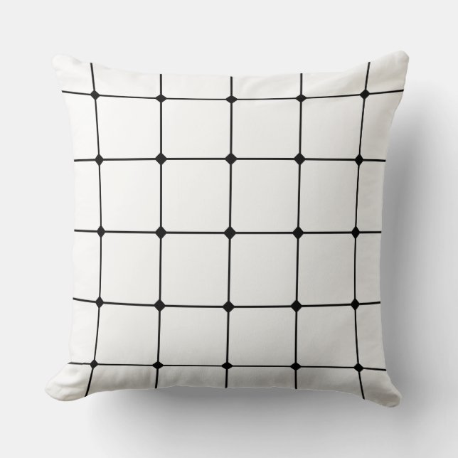 260216 Grid v2 - Black on White Throw Pillow (Front)