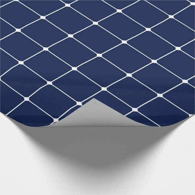 260216 Grid v2 - White on Blue #001744 Wrapping Paper (Corner)