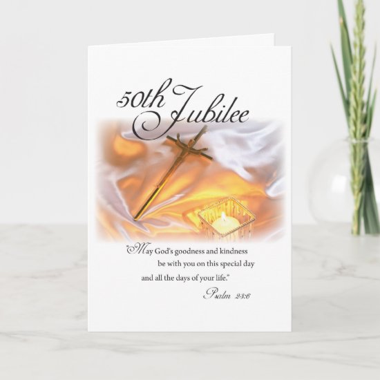 2682 Golden Jubilee Religious Life Cross Candle Card