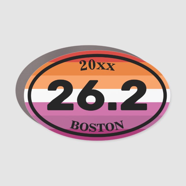 26.2 Custom Marathon Finisher Lesbian (2018) Oval Car Magnet (Front)