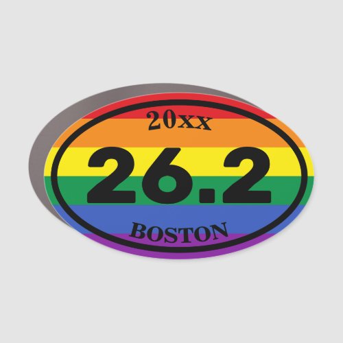 262 Custom Marathon Finisher Rainbow LGBT Oval Car Magnet