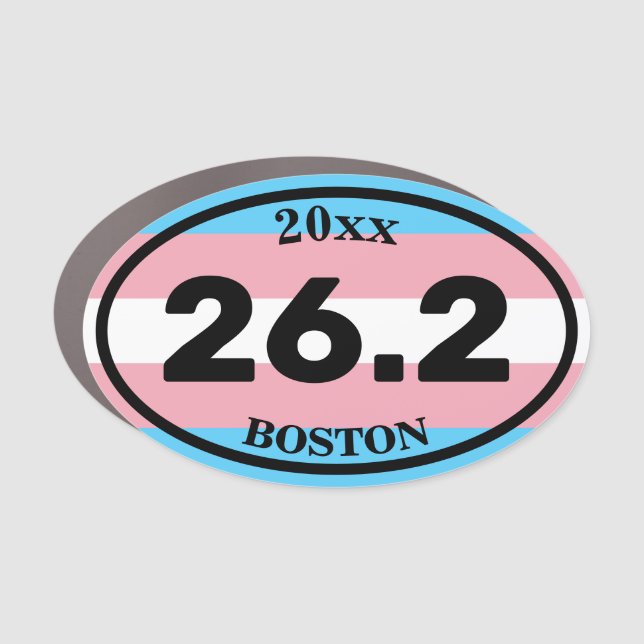 26.2 Custom Marathon Finisher Transgender Oval Car Magnet (Front)