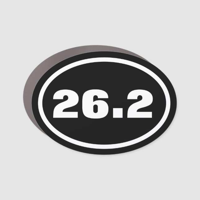 26.2 Full Marathon Black White Car Magnet (Front)