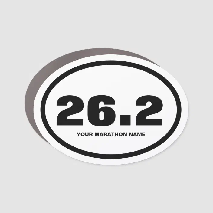 white version 26.2 Race number magnets 