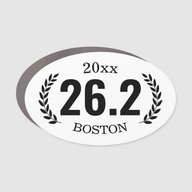 26.2 Laurel Wreath Custom Marathon Oval Car Magnet (Front)