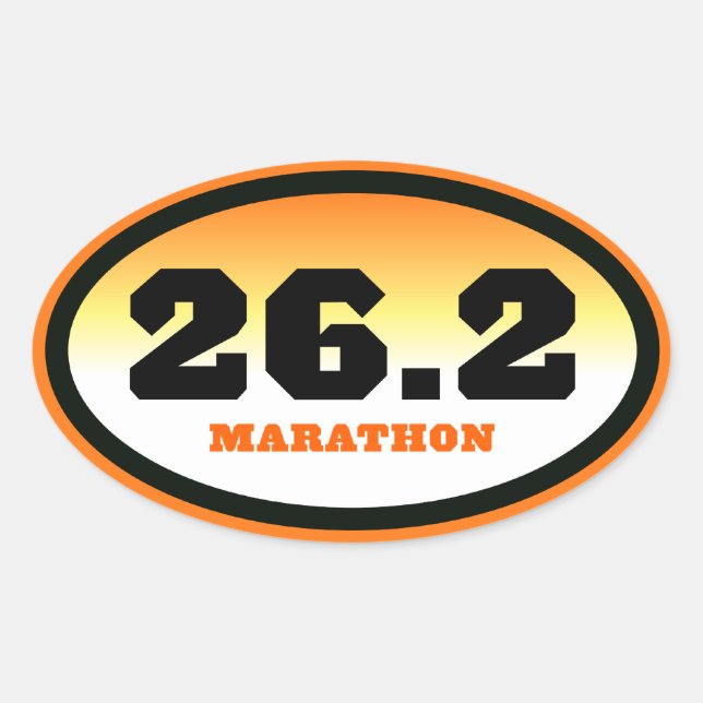 26.2 Marathon Black and Orange Oval Sticker (Front)