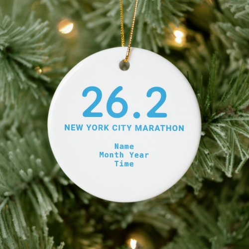 262 Marathon Runner Personalized Blue Ceramic Ornament