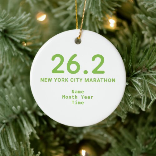 262 Marathon Runner Personalized Green Ceramic Ornament