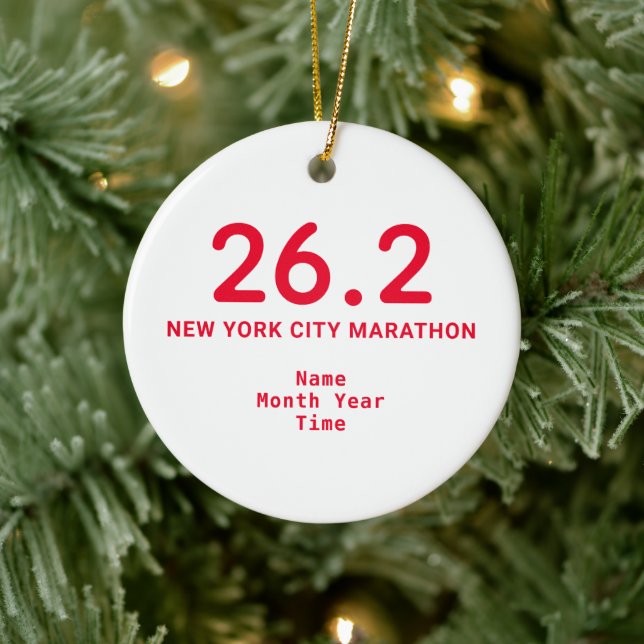 26.2 Marathon Runner Personalized Red Ceramic Ornament (Tree)