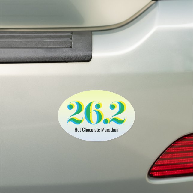 26.2 Marathon Running Bold Blue Yellow Text Car Magnet (In Situ)