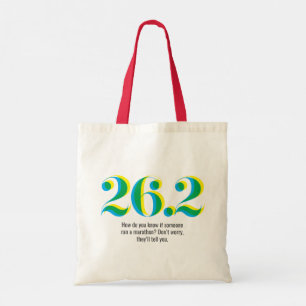26.2 Marathon Running Bold Blue Yellow Text Tote Bag