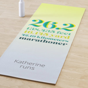 26.2 Marathon Running Distance Green Bold Text Yoga Mat