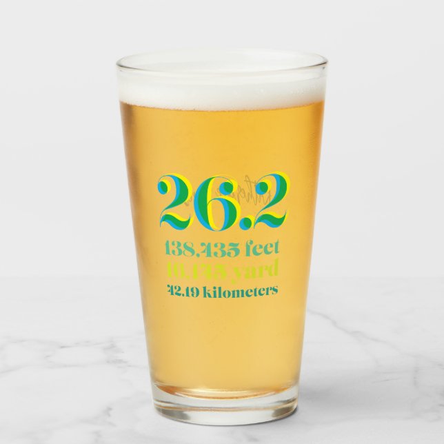 26.2 Marathon Running Distance Green Glass (Front Filled)