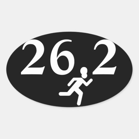 26.2 Marathon Running Oval Sticker