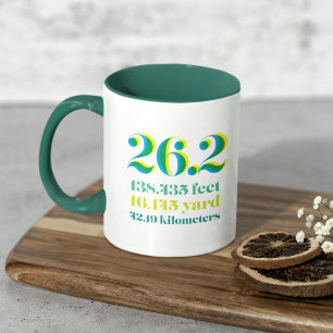26.2 Miles Green Marathon Running Distance Mug
