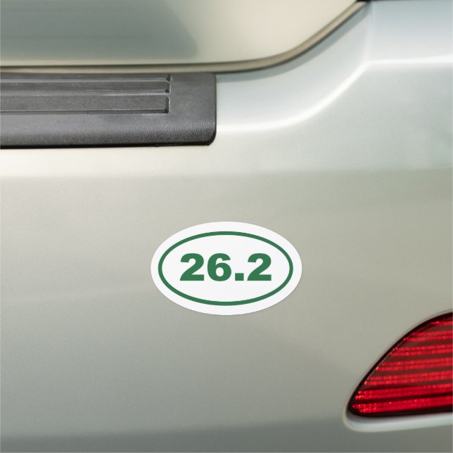 26.2 miles marathon green oval car magnet (In Situ)