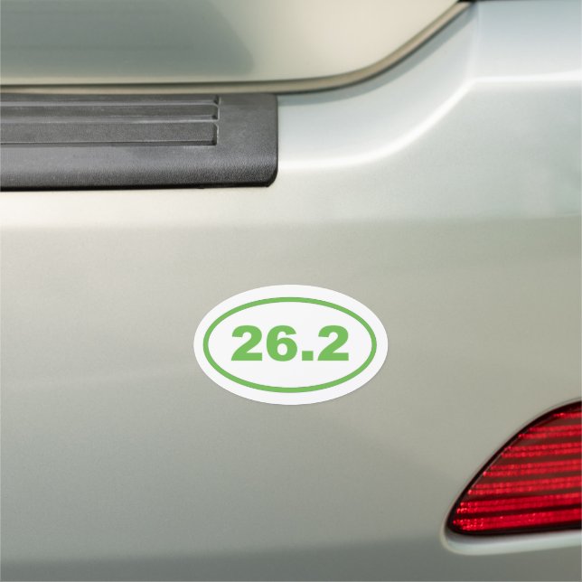 26.2 miles marathon light green oval car magnet (In Situ)