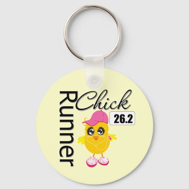26.2 Miles Marathon Runner Chick Keychain (Front)