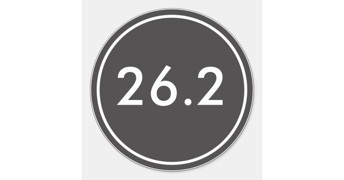 26.2 Sticker | Black with white text | Zazzle