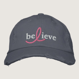 ($26.95) Believe Breast Cancer Ribbon Hat