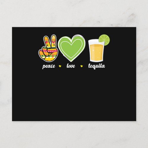 26Cinco De Mayo Peace Love Tequila Heart Tequila Invitation Postcard