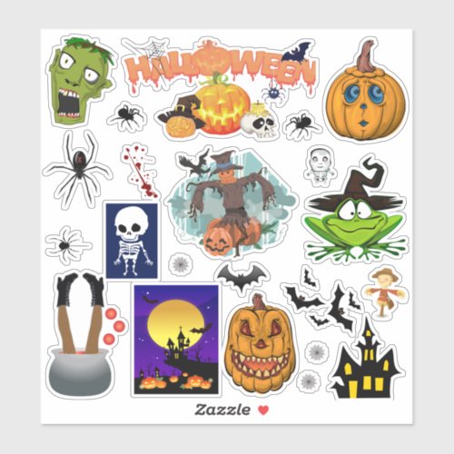 26 Halloween Mixed Set Spider Zombie Witch Sticker