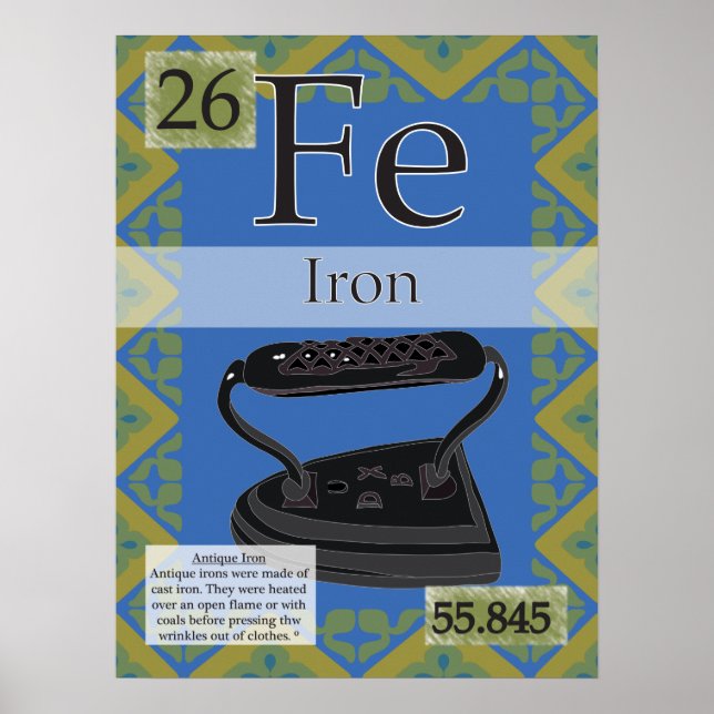 26. Iron (Fe) Periodic Table of the Elements Poster (Front)