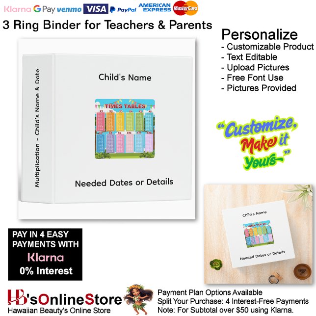 26 Learn Multiplication Child's Name Date Teacher  3 Ring Binder (26 Learn Multiplication Child's Name Date Teacher 3 Ring Binder.)