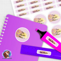 26 Name labels Lila - Glitter |