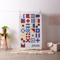 26 Nautical Signal Flags Watercolor Effect + Name Fabric