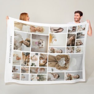 26 Photo Collage Family Personalized Fleece Blanket