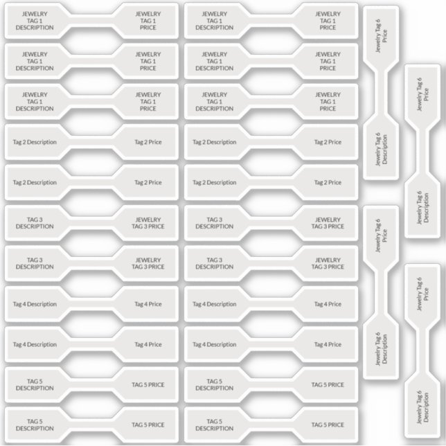 26 Silver Jewelry Price Tag Barbell Stickers (Front)