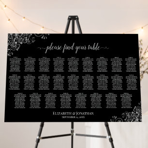 26 Table Black & Silver Wedding Seating Chart Foam Board