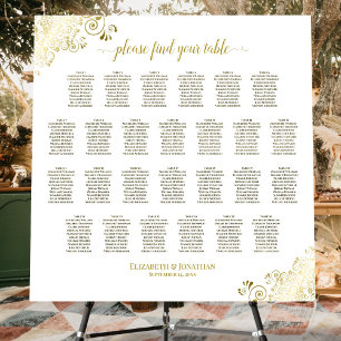26 Table Gold White Elegant Wedding Seating Chart Foam Board