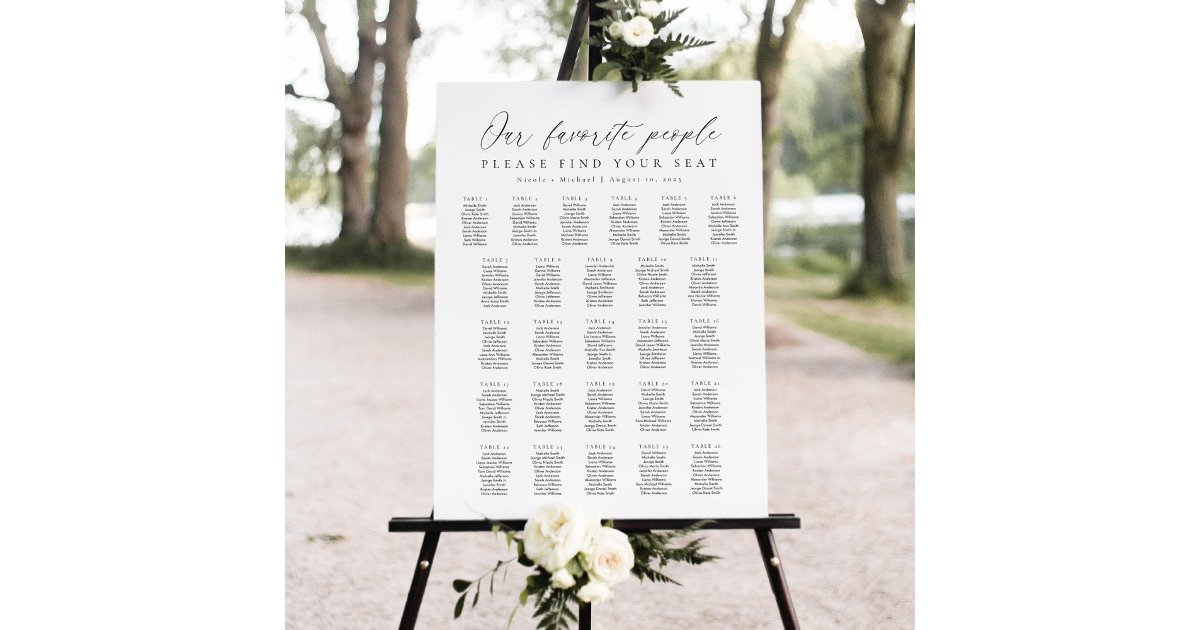 26 Tables Our Favorite People Seating Chart Foam Board Zazzle