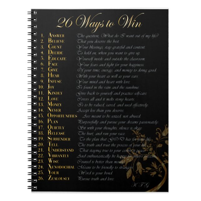 26 Ways to Win Journal black & right gold  (Front)
