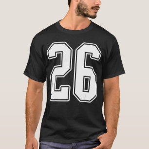 26 White Outline Number 26 Sports Fan Jersey Style T-Shirt