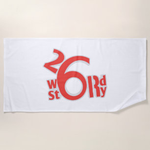 26 word story logo beach towel