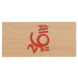 26 word story logo wood flash drive