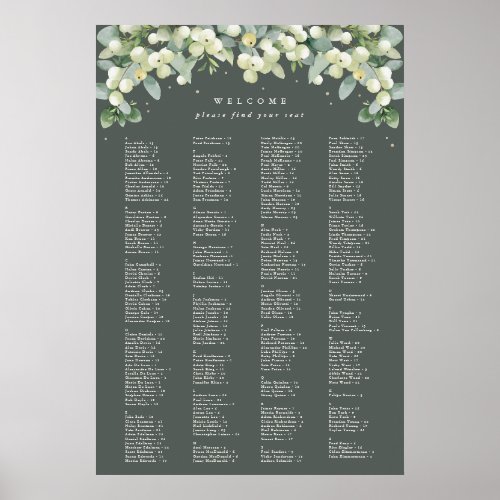 26 x 38 Alphabetical Seating Chart for 250 People