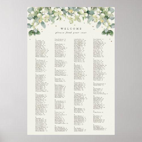 26 x 38 Alphabetical Seating Chart for 250 People