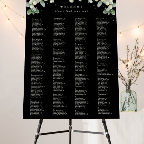 26 x 38 Alphabetical Seating Chart for 250 People Foam Board