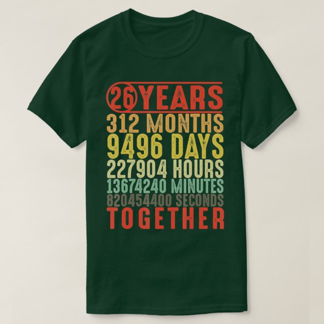26 Year 26th Wedding Anniversary Gifts for Her Him T-Shirt (Design Front)