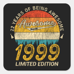 26 Year Old 1999 Retro Awesome 26th Birthday Gift Square Sticker